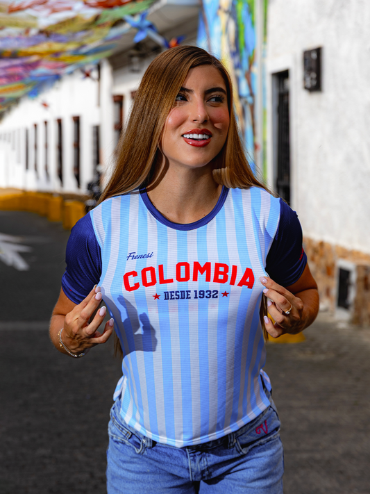 CAMISETA CORTA COL RETRO BLUE